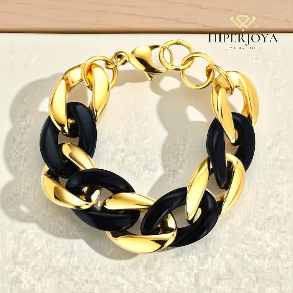 Pulsera de acero barbado combinado negro  3