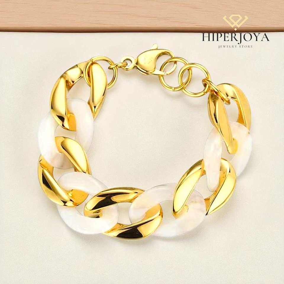 Pulsera acero barbado blanco  3