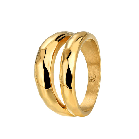 Anillo de acero doble martelé 