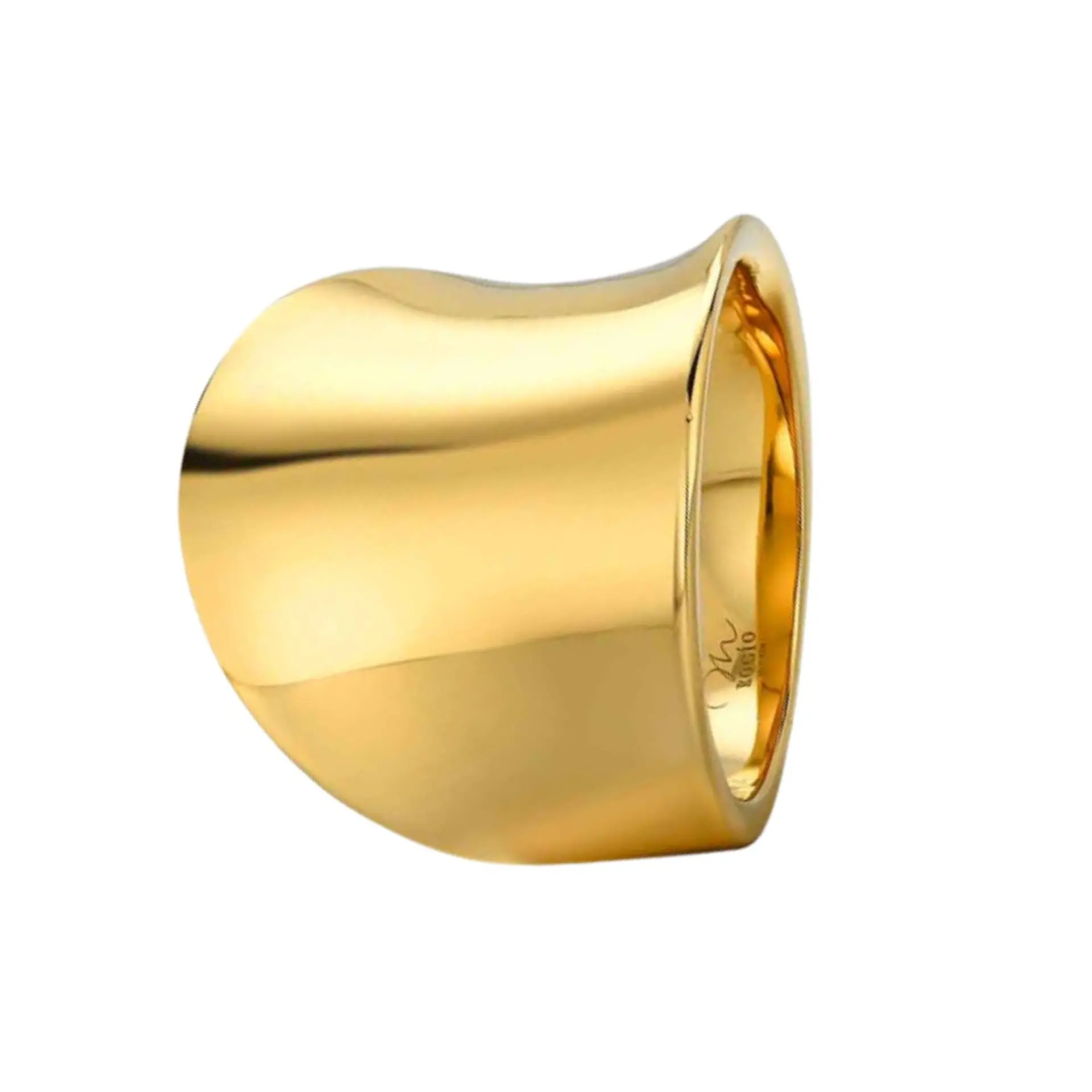 Anillo de acero en disminución con baño de oro  1