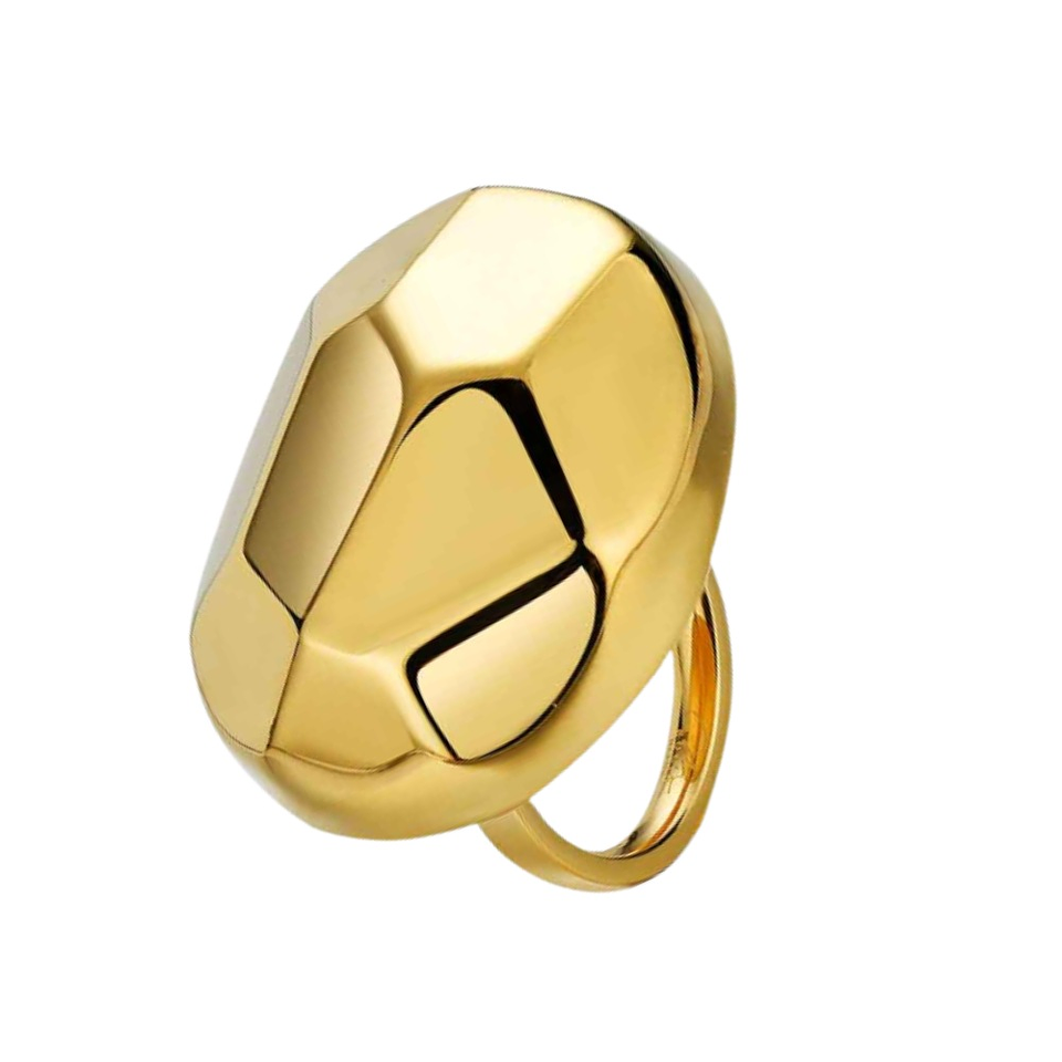 Anillo de acero oval lapidado 1