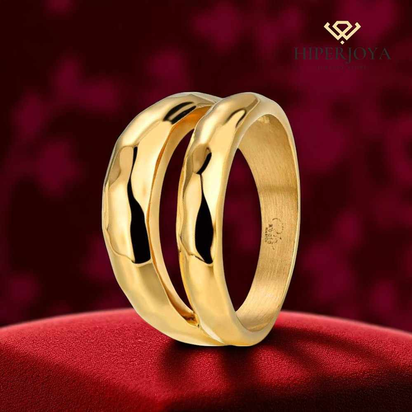 Anillo de acero doble martelé  2