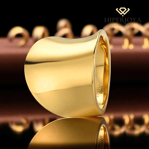 Anillo de acero en disminución con baño de oro 