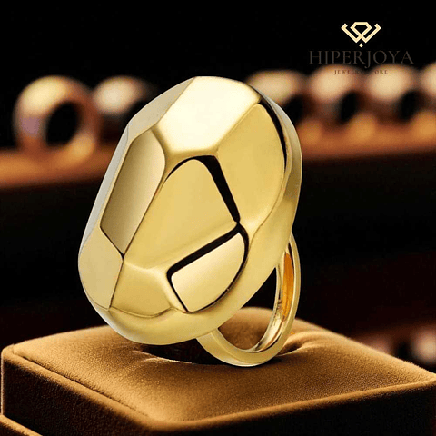 Anillo de acero oval lapidado