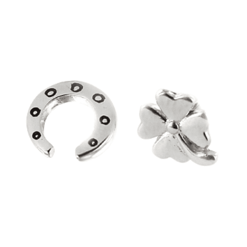 Pendientes herradura y flor plata 