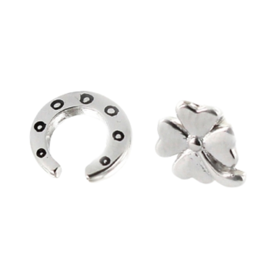 Pendientes herradura y flor plata  1