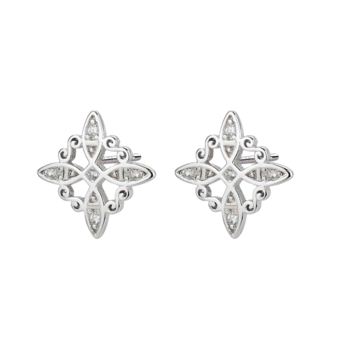 Pendiente plata nudo de bruja con circonitas  1