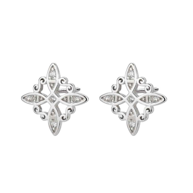 Pendiente plata nudo de bruja con circonitas  1