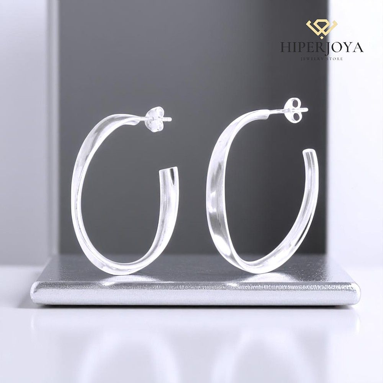 Pendientes de plata aro ovalado 2