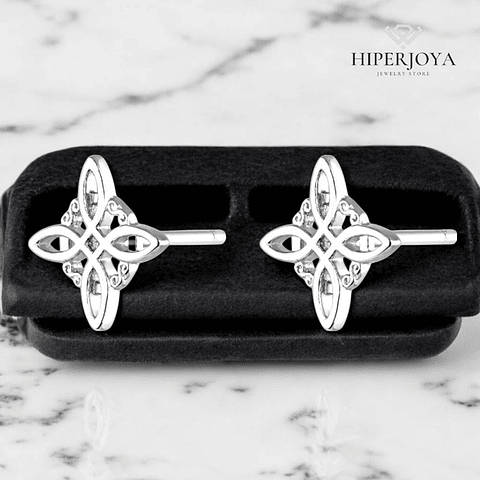 Pendiente nudo de bruja plata de ley 