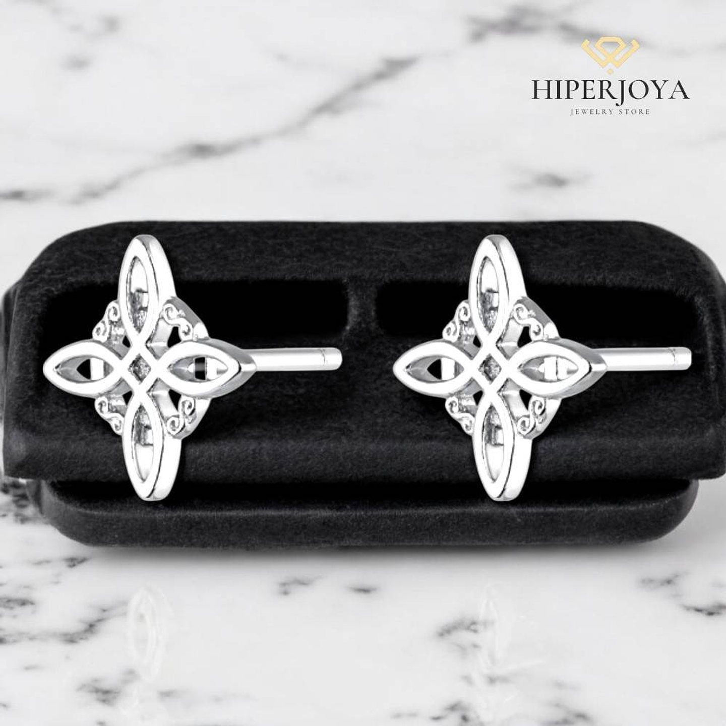 Pendiente nudo de bruja plata de ley  2