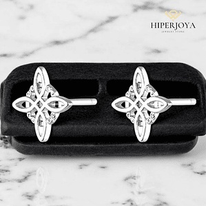 Pendiente nudo de bruja plata de ley 