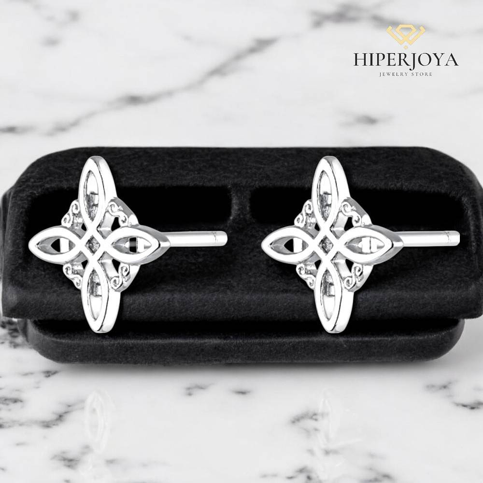 Pendiente nudo de bruja plata de ley  2