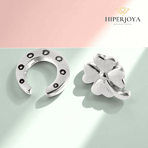 Pendientes herradura y flor plata 