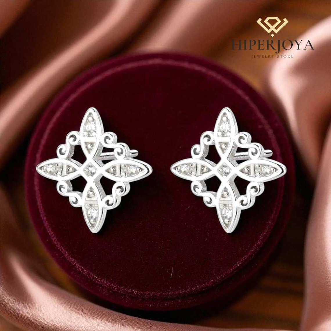 Pendiente plata nudo de bruja con circonitas  2