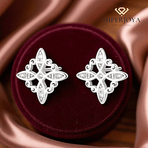 Pendiente plata nudo de bruja con circonitas 