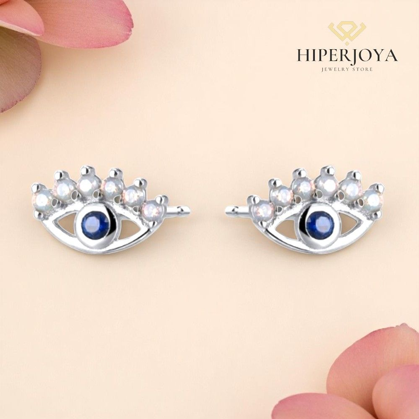 Pendiente de ojo turco con zafiro 2