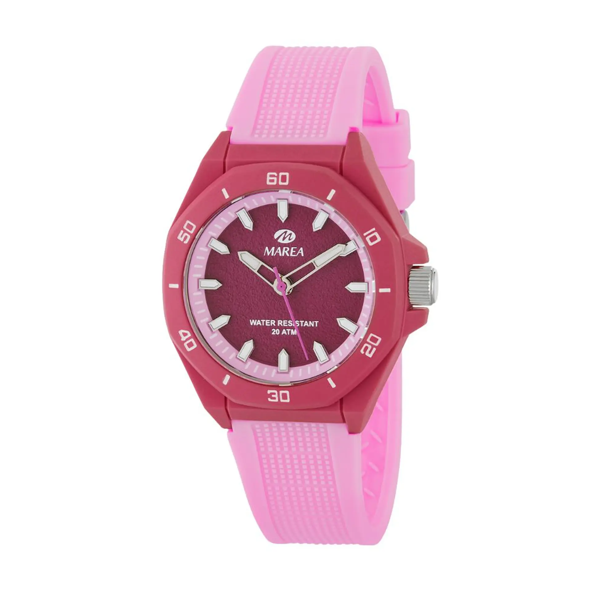 Reloj de plástico y silicona rosa  1
