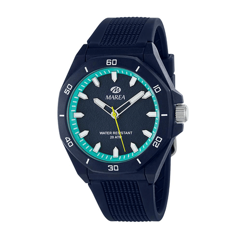 Reloj azul de silicona y plástico para caballero 