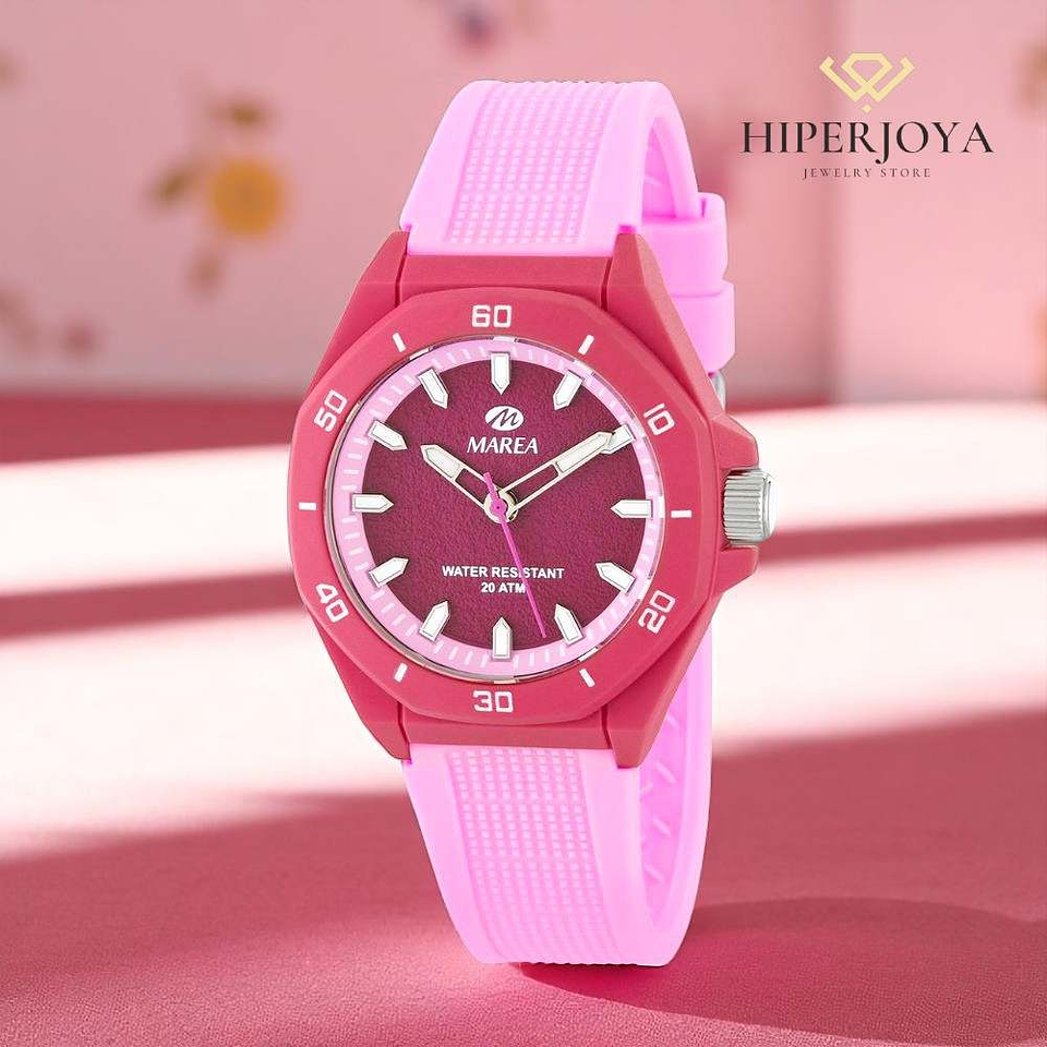 Reloj de plástico y silicona rosa  3