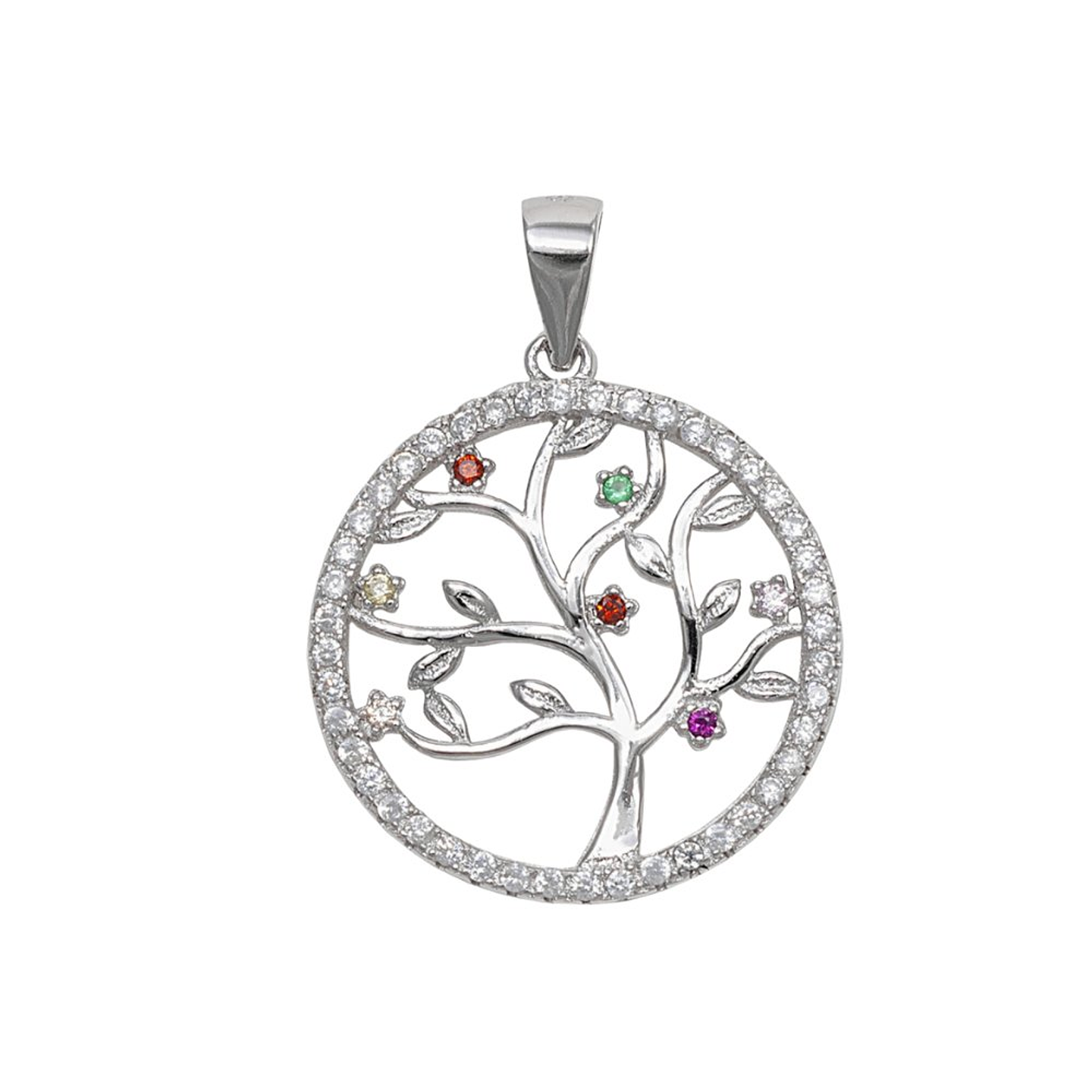 Colgante árbol de la vida con circonitas multicolor  1