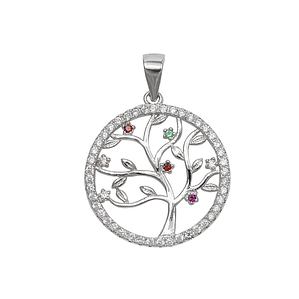 Colgante árbol de la vida con circonitas multicolor 