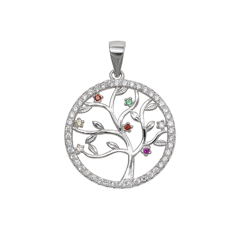 Colgante árbol de la vida con circonitas multicolor  1