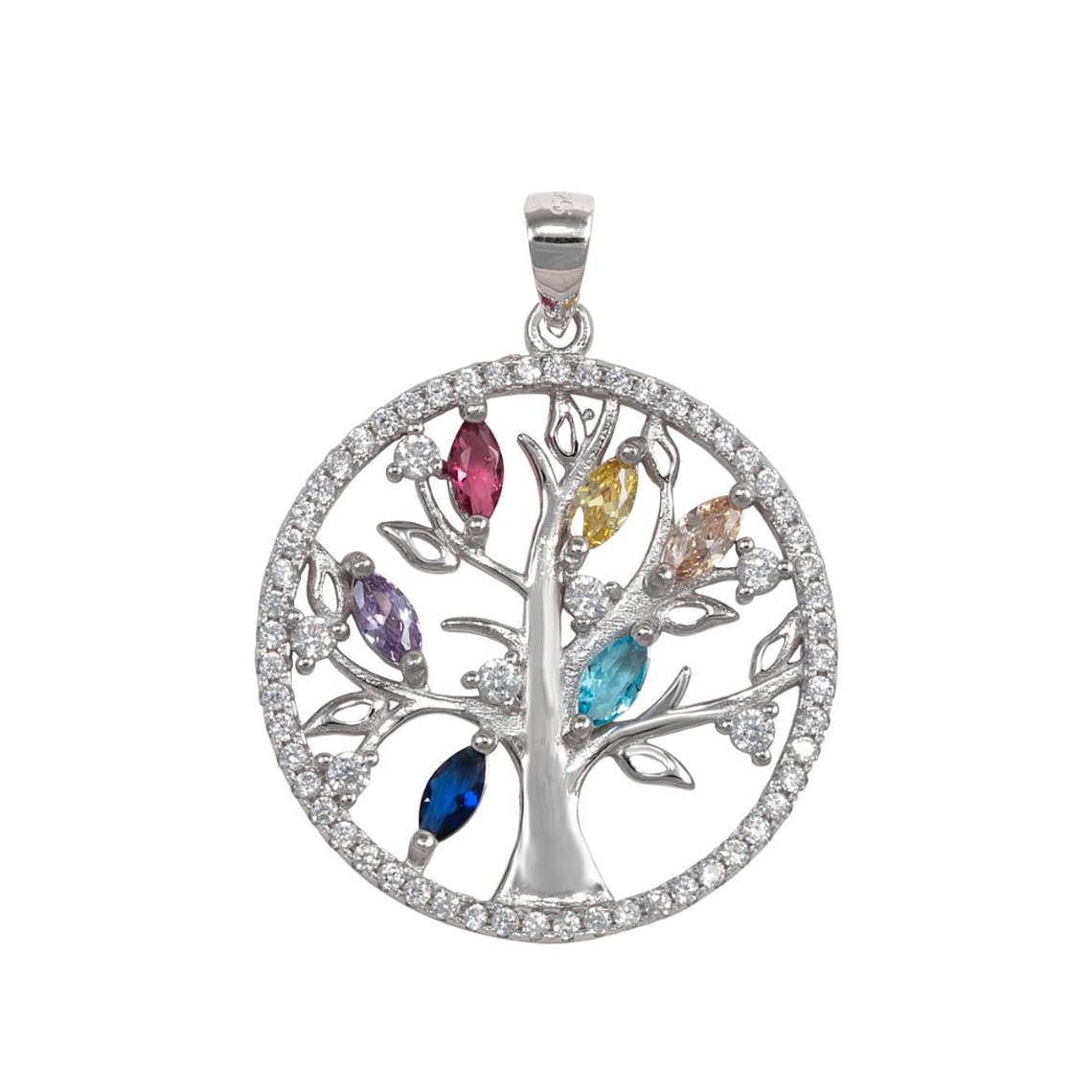 Colgante árbol de la vida con circonitas de colores 1