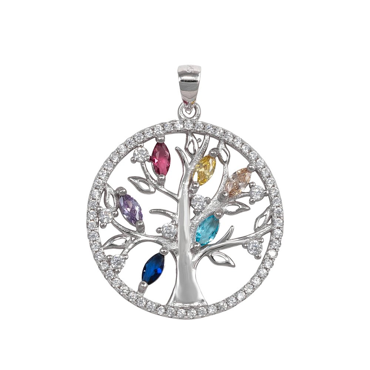 Colgante árbol de la vida con circonitas de colores 1