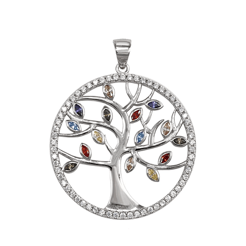 Colgante árbol de la vida circonitas multicolor 