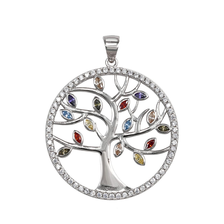 Colgante árbol de la vida circonitas multicolor  1