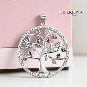 Colgante árbol de la vida circonitas multicolor 
