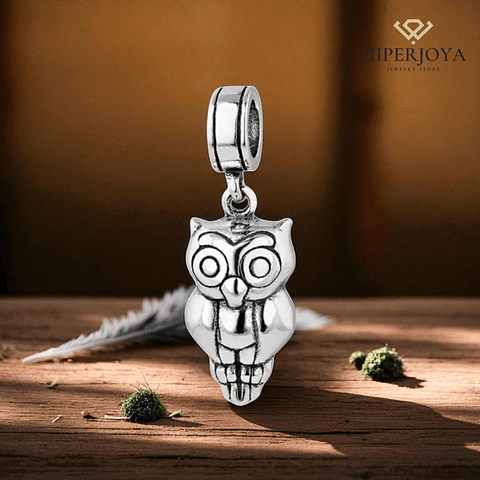 Abalorio búho de la suerte plata