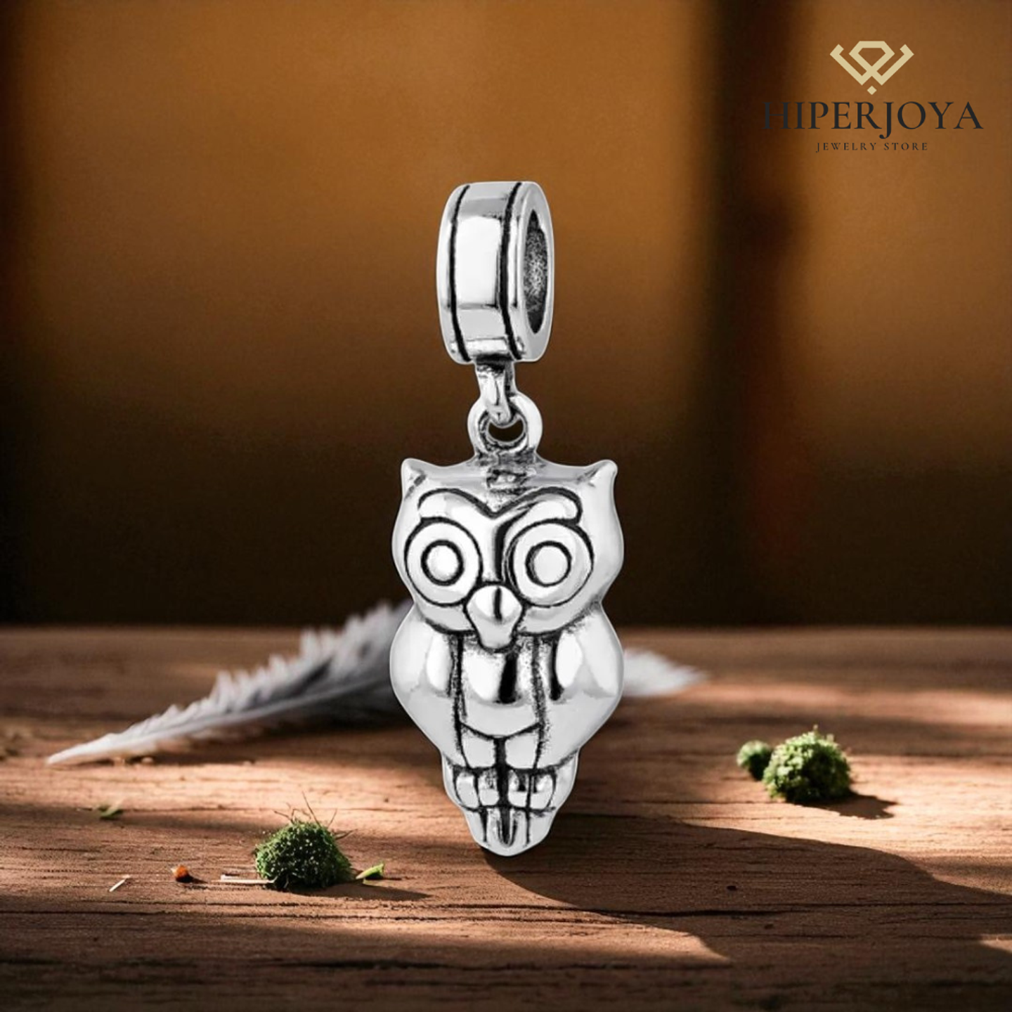 Abalorio búho de la suerte plata 2