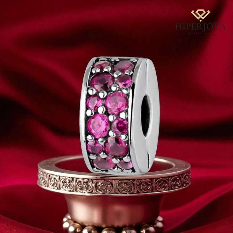 Abalorio fucsia plata 3