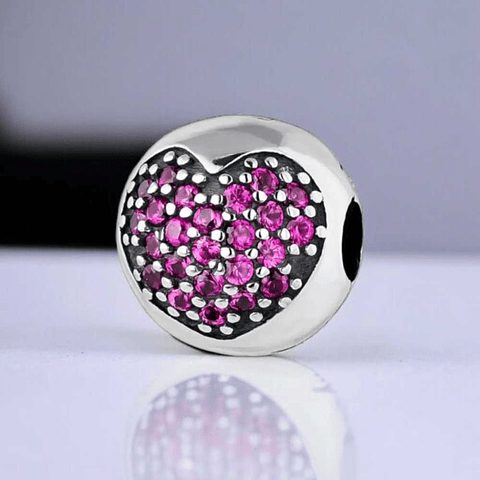 Abalorio plata fucsia