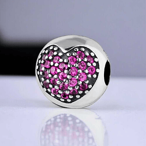 Abalorio plata fucsia