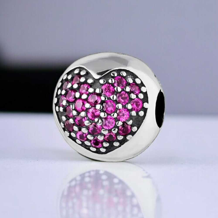 Abalorio plata fucsia 2