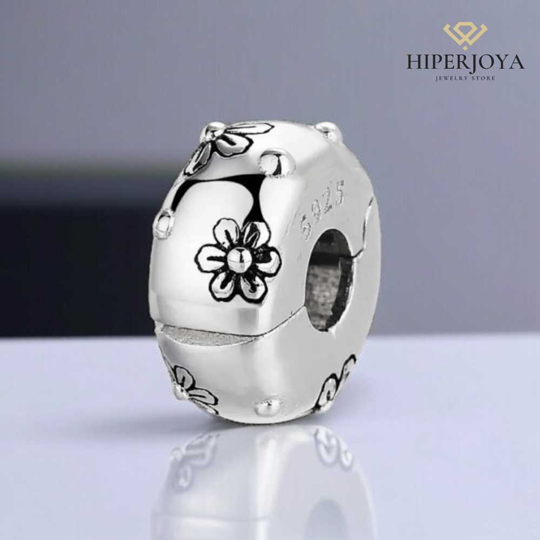 Abalorio flores plata  2