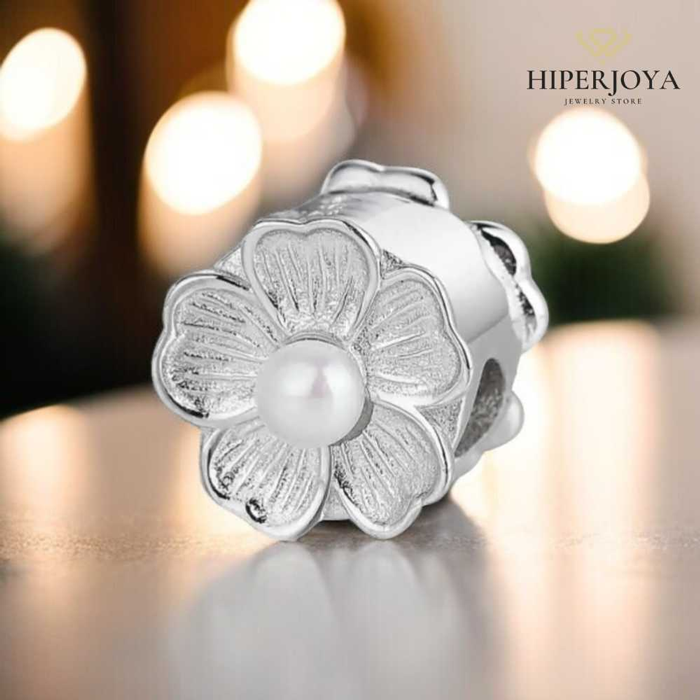 Silver flower bead 2