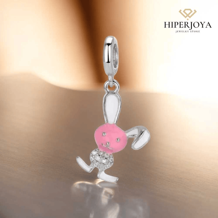 Abalorio conejito esmalte plata 2