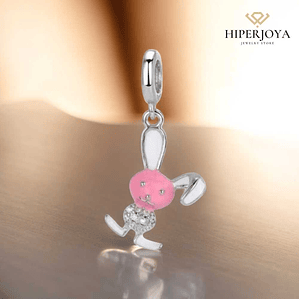 Abalorio conejito esmalte plata