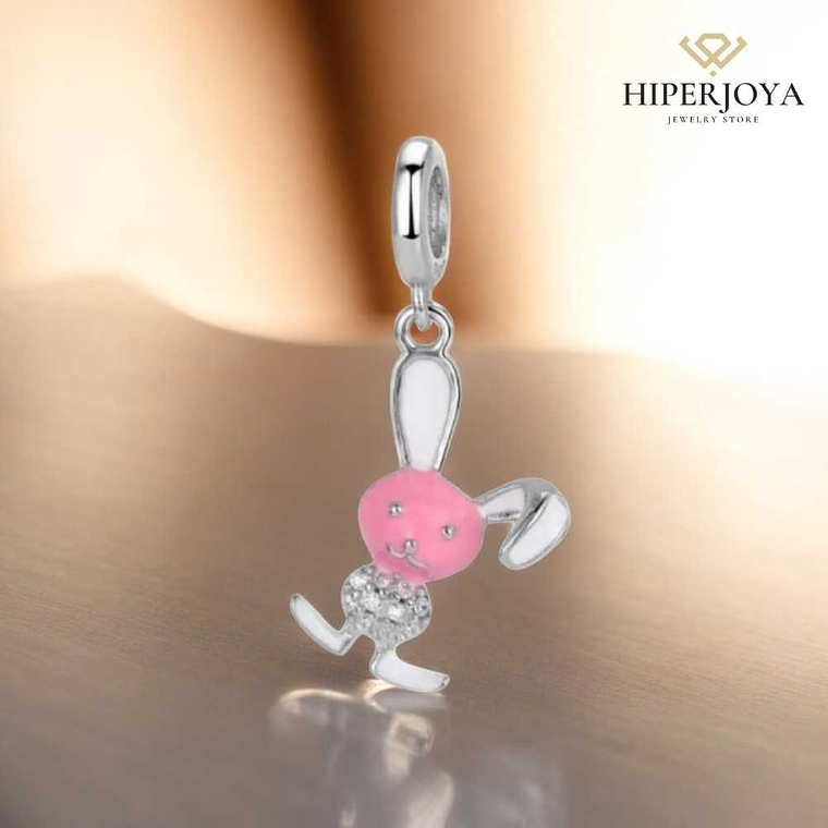 Abalorio conejito esmalte plata 2