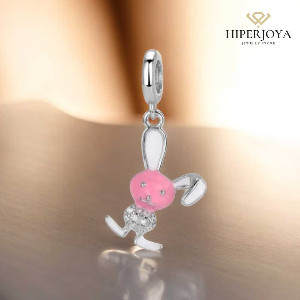 Rabbit charm, enamel, silver 2