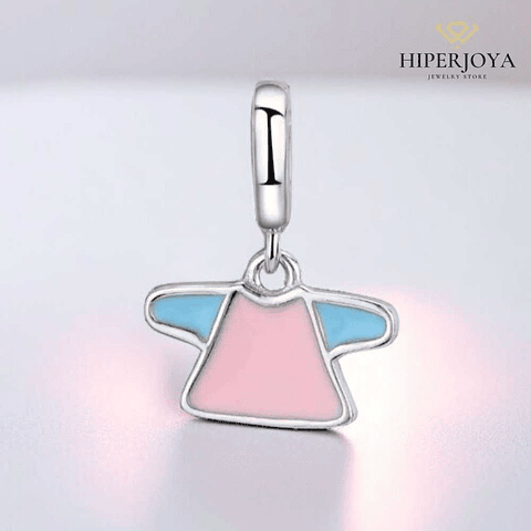 Abalorio camiseta bebé esmalte plata 