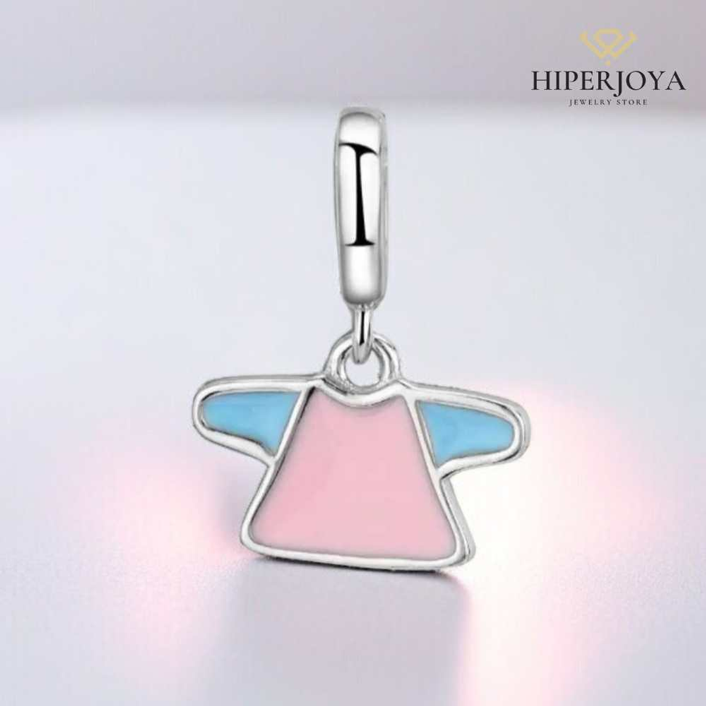 Abalorio camiseta bebé esmalte plata  2