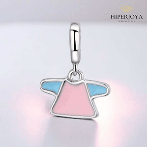 Abalorio camiseta bebé esmalte plata 