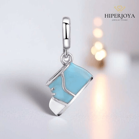 Abalorio botita bebé esmalte plata