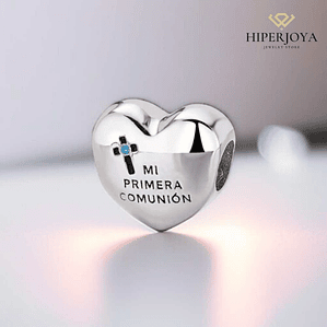 Abalorio corazón primera comunión plata