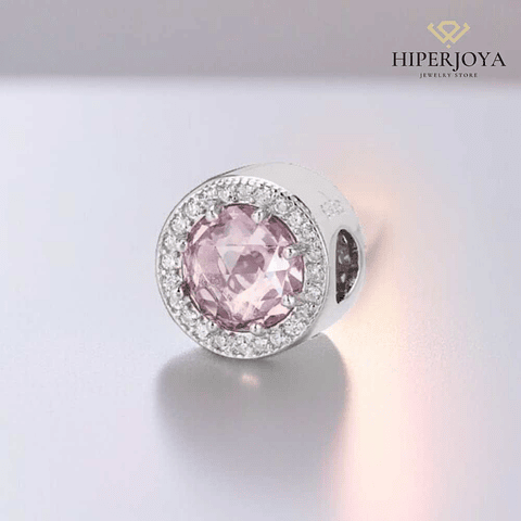 Pink silver disc bead